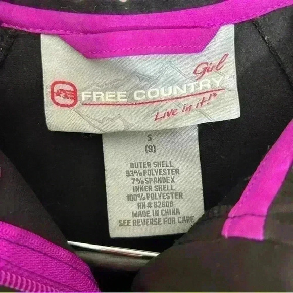 Free Country Girl Jacket Full Zip Water Resistant Hood Activewear Black Size S - Picture 4 of 7